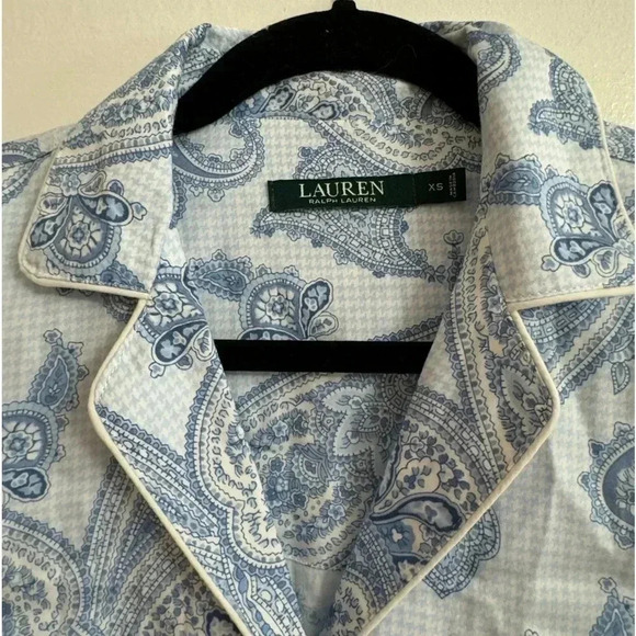 Ralph Lauren Paisley Button Down Cotton Collar Top NWT Preppy Classic Comfy - Picture 2 of 15
